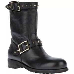 Jimmy Choo Black Dash Studded Moto Boot - Size 34